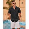 COOFANDY Men’s Linen Short Sleeve Button Down Shirts Casual Summer Beach Vacation Shirts(Black)