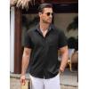 COOFANDY Men’s Linen Short Sleeve Button Down Shirts Casual Summer Beach Vacation Shirts(Black)