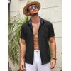 COOFANDY Men’s Linen Short Sleeve Button Down Shirts Casual Summer Beach Vacation Shirts(Black)
