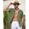 COOFANDY Men’s Linen Short Sleeve Button Down Shirts Casual Summer Beach Vacation Shirts(Chive)
