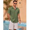 COOFANDY Men’s Linen Short Sleeve Button Down Shirts Casual Summer Beach Vacation Shirts(Chive)