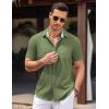 COOFANDY Men’s Linen Short Sleeve Button Down Shirts Casual Summer Beach Vacation Shirts(Chive)