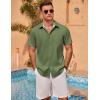 COOFANDY Men’s Linen Short Sleeve Button Down Shirts Casual Summer Beach Vacation Shirts(Chive)