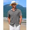 COOFANDY Men’s Linen Short Sleeve Button Down Shirts Casual Summer Beach Vacation Shirts(Granite Gray)