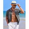 COOFANDY Men’s Linen Short Sleeve Button Down Shirts Casual Summer Beach Vacation Shirts(Granite Gray)