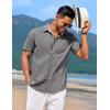 COOFANDY Men’s Linen Short Sleeve Button Down Shirts Casual Summer Beach Vacation Shirts(Granite Gray)