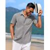 COOFANDY Men’s Linen Short Sleeve Button Down Shirts Casual Summer Beach Vacation Shirts(Harbor Mist)