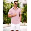 COOFANDY Men’s Linen Short Sleeve Button Down Shirts Casual Summer Beach Vacation Shirts(Lotus Pink)