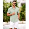 COOFANDY Men’s Linen Short Sleeve Button Down Shirts Casual Summer Beach Vacation Shirts(Mint Green)