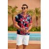 COOFANDY Men’s Linen Short Sleeve Button Down Shirts Casual Summer Beach Vacation Shirts(Navy-floral)