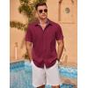 COOFANDY Men’s Linen Short Sleeve Button Down Shirts Casual Summer Beach Vacation Shirts(Red Dahlia)