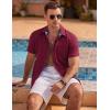 COOFANDY Men’s Linen Short Sleeve Button Down Shirts Casual Summer Beach Vacation Shirts(Red Dahlia)