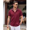 COOFANDY Men’s Linen Short Sleeve Button Down Shirts Casual Summer Beach Vacation Shirts(Red Dahlia)