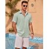 COOFANDY Men’s Linen Short Sleeve Button Down Shirts Casual Summer Beach Vacation Shirts(Sea Foam)