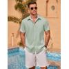 COOFANDY Men’s Linen Short Sleeve Button Down Shirts Casual Summer Beach Vacation Shirts(Sea Foam)