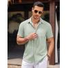 COOFANDY Men’s Linen Short Sleeve Button Down Shirts Casual Summer Beach Vacation Shirts(Sea Foam)
