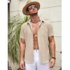 COOFANDY Men’s Linen Short Sleeve Button Down Shirts Casual Summer Beach Vacation Shirts(Shortbread)
