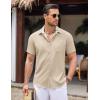 COOFANDY Men’s Linen Short Sleeve Button Down Shirts Casual Summer Beach Vacation Shirts(Shortbread)