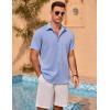 COOFANDY Men’s Linen Short Sleeve Button Down Shirts Casual Summer Beach Vacation Shirts(True Blue)
