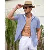 COOFANDY Men’s Linen Short Sleeve Button Down Shirts Casual Summer Beach Vacation Shirts(True Blue)