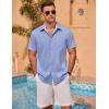 COOFANDY Men’s Linen Short Sleeve Button Down Shirts Casual Summer Beach Vacation Shirts(True Blue)