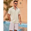 COOFANDY Men’s Linen Short Sleeve Button Down Shirts Casual Summer Beach Vacation Shirts(Vanilla Ice)