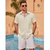 COOFANDY Men’s Linen Short Sleeve Button Down Shirts Casual Summer Beach Vacation Shirts(Vanilla Ice)