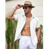 COOFANDY Men’s Linen Short Sleeve Button Down Shirts Casual Summer Beach Vacation Shirts(White)