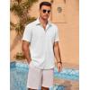 COOFANDY Men’s Linen Short Sleeve Button Down Shirts Casual Summer Beach Vacation Shirts(White)