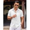 COOFANDY Men’s Linen Short Sleeve Button Down Shirts Casual Summer Beach Vacation Shirts(White)