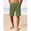 COOFANDY Men’s Linen Shorts Casual Summer Beach Shorts Elastic Waist Drawstring Vacation Shorts with Pockets(Army Green)