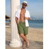 COOFANDY Men’s Linen Shorts Casual Summer Beach Shorts Elastic Waist Drawstring Vacation Shorts with Pockets(Army Green)