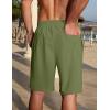 COOFANDY Men’s Linen Shorts Casual Summer Beach Shorts Elastic Waist Drawstring Vacation Shorts with Pockets(Army Green)