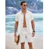 COOFANDY Men’s Linen Shorts Casual Summer Beach Shorts Elastic Waist Drawstring Vacation Shorts with Pockets(A_white)