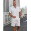 COOFANDY Men’s Linen Shorts Casual Summer Beach Shorts Elastic Waist Drawstring Vacation Shorts with Pockets(A_white)