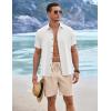 COOFANDY Men’s Linen Shorts Casual Summer Beach Shorts Elastic Waist Drawstring Vacation Shorts with Pockets(Beige)
