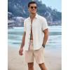 COOFANDY Men’s Linen Shorts Casual Summer Beach Shorts Elastic Waist Drawstring Vacation Shorts with Pockets(Beige)