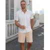 COOFANDY Men’s Linen Shorts Casual Summer Beach Shorts Elastic Waist Drawstring Vacation Shorts with Pockets(Beige)