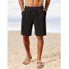 COOFANDY Men’s Linen Shorts Casual Summer Beach Shorts Elastic Waist Drawstring Vacation Shorts with Pockets(Black)