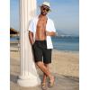 COOFANDY Men’s Linen Shorts Casual Summer Beach Shorts Elastic Waist Drawstring Vacation Shorts with Pockets(Black)