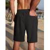 COOFANDY Men’s Linen Shorts Casual Summer Beach Shorts Elastic Waist Drawstring Vacation Shorts with Pockets(Black)