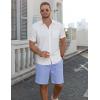 COOFANDY Men’s Linen Shorts Casual Summer Beach Shorts Elastic Waist Drawstring Vacation Shorts with Pockets(Blue)
