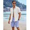 COOFANDY Men’s Linen Shorts Casual Summer Beach Shorts Elastic Waist Drawstring Vacation Shorts with Pockets(Blue)