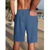 COOFANDY Men’s Linen Shorts Casual Summer Beach Shorts Elastic Waist Drawstring Vacation Shorts with Pockets(Dark Blue)