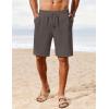 COOFANDY Men’s Linen Shorts Casual Summer Beach Shorts Elastic Waist Drawstring Vacation Shorts with Pockets(Dark Gray)