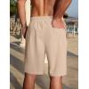 COOFANDY Men’s Linen Shorts Casual Summer Beach Shorts Elastic Waist Drawstring Vacation Shorts with Pockets(Dark Khaki)