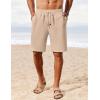 COOFANDY Men’s Linen Shorts Casual Summer Beach Shorts Elastic Waist Drawstring Vacation Shorts with Pockets(Dark Khaki)