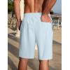 COOFANDY Men’s Linen Shorts Casual Summer Beach Shorts Elastic Waist Drawstring Vacation Shorts with Pockets(Light Blue)