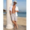 COOFANDY Men’s Linen Shorts Casual Summer Beach Shorts Elastic Waist Drawstring Vacation Shorts with Pockets(Light Gray)