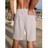 COOFANDY Men’s Linen Shorts Casual Summer Beach Shorts Elastic Waist Drawstring Vacation Shorts with Pockets(Light Gray)